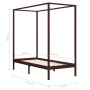Dark brown solid pine wood canopy bed 90x200 cm by vidaXL, Beds and slatted bases - Ref: Foro24-283268, Price: 101,48 €, Disc...