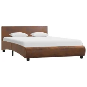 Brown synthetic leather bed frame 120x200 cm by vidaXL, Beds and slatted bases - Ref: Foro24-285476, Price: 146,95 €, Discoun...