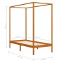 Cama con dosel de madera maciza de pino marrón miel 90x200 cm