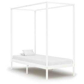 Bed frame with canopy solid white pine wood 100x200 cm by vidaXL, Beds and slatted bases - Ref: Foro24-283263, Price: 148,65 ...