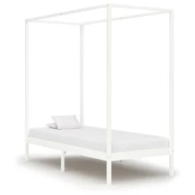Bed frame with canopy solid white pine wood 100x200 cm by vidaXL, Beds and slatted bases - Ref: Foro24-283263, Price: 138,58 ...