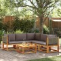 Conjunto de sofá de jardín de 6 piezas con cojines de madera de