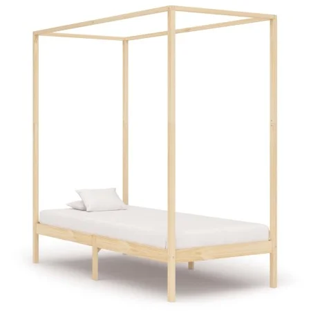Solid pine wood canopy bed frame 100x200 cm by vidaXL, Beds and slatted bases - Ref: Foro24-283251, Price: 99,67 €, Discount: %