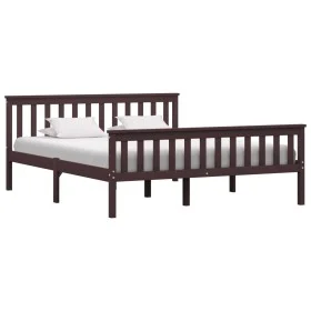 Dark brown solid pine wood bed frame 160x200 cm by vidaXL, Beds and slatted bases - Ref: Foro24-283236, Price: 133,93 €, Disc...