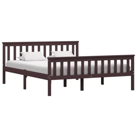 Estructura de cama madera maciza pino marrón oscuro 160x200 cm de vidaXL, Camas y somieres - Ref: Foro24-283236, Precio: 133,...