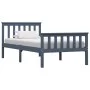 Solid gray pine wood bed frame 100x200 cm by vidaXL, Beds and slatted bases - Ref: Foro24-283227, Price: 122,46 €, Discount: %