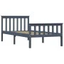 Solid gray pine wood bed frame 100x200 cm by vidaXL, Beds and slatted bases - Ref: Foro24-283227, Price: 122,46 €, Discount: %