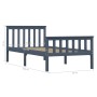 Solid gray pine wood bed frame 100x200 cm by vidaXL, Beds and slatted bases - Ref: Foro24-283227, Price: 122,31 €, Discount: %