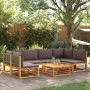 Conjunto de sofá de jardín de 7 piezas con cojines de madera de