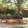Conjunto de sofá de jardín de 6 piezas con cojines de madera de