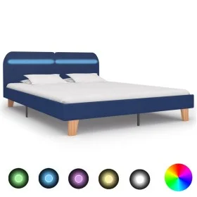 Bed frame with LED blue fabric 180x200 cm by vidaXL, Beds and slatted bases - Ref: Foro24-280905, Price: 164,33 €, Discount: %