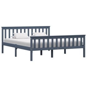 Estructura de cama de madera maciza de pino gris 160x200 cm de vidaXL, Camas y somieres - Ref: Foro24-283230, Precio: 181,00 ...