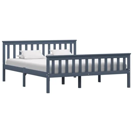 Estructura de cama de madera maciza de pino gris 160x200 cm de vidaXL, Camas y somieres - Ref: Foro24-283230, Precio: 144,58 ...