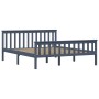 Solid gray pine wood bed frame 160x200 cm by vidaXL, Beds and slatted bases - Ref: Foro24-283230, Price: 181,00 €, Discount: %