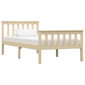 Solid light pine wood bed frame 100x200 cm by vidaXL, Beds and slatted bases - Ref: Foro24-283221, Price: 110,90 €, Discount: %