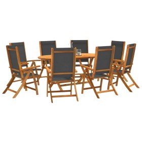 Juego comedor de jardín 9 pzas madera maciza acacia y textileno Juego comedor de jardín 9 pzas madera maciza acacia y textileno