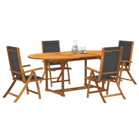 Juego comedor de jardín 5 pzas madera maciza acacia y textileno