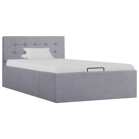 Hydraulic canapé bed with storage light gray fabric 90x200cm by vidaXL, Beds and slatted bases - Ref: Foro24-285576, Price: 2...