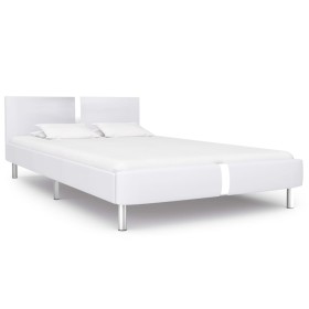Estructura de cama de cuero sintético blanco 140x200 cm