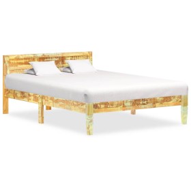 Recycled solid wood bed frame 120x200 cm by vidaXL, Beds and slatted bases - Ref: Foro24-288435, Price: 128,07 €, Discount: %
