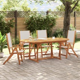 Juego comedor de jardín 5 pzas madera maciza acacia y textileno
