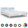 Bed frame with LED in white synthetic leather 180x200 cm by vidaXL, Beds and slatted bases - Ref: Foro24-280855, Price: 213,4...