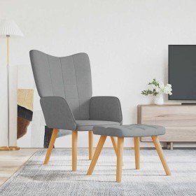 Sillón de relax con taburete tela gris claro Sillón de relax con taburete tela gris claro