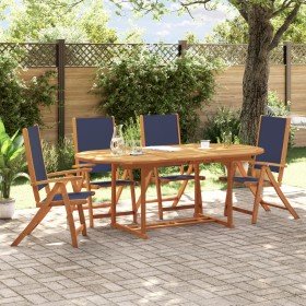 Juego comedor de jardín 5 pzas madera maciza acacia y textileno