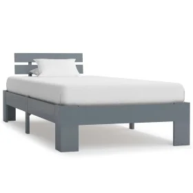 Solid gray pine wood bed frame 90x200 cm by vidaXL, Beds and slatted bases - Ref: Foro24-283166, Price: 90,34 €, Discount: %