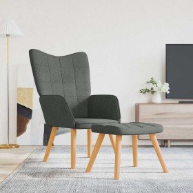 Silla de relajación con reposapiés de tela gris oscuro Silla de relajación con reposapiés de tela gris oscuro