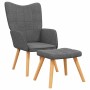 Silla de relajación con reposapiés de tela gris oscuro