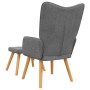 Silla de relajación con reposapiés de tela gris oscuro