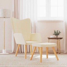 Sillón de relax con reposapiés de tela color crema