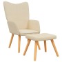 Sillón de relax con reposapiés de tela color crema