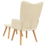 Sillón de relax con reposapiés de tela color crema