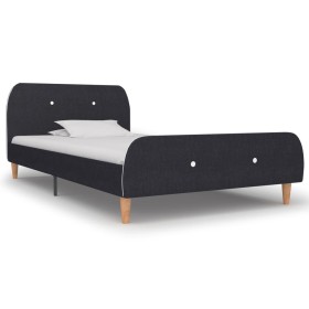 Estructura de cama de tela gris oscuro 90x200 cm