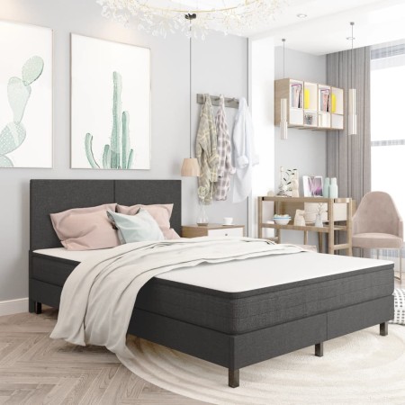 Bed frame Box Spring gray fabric 140x200 cm by vidaXL, Beds and slatted bases - Ref: Foro24-287456, Price: 131,51 €, Discount: %