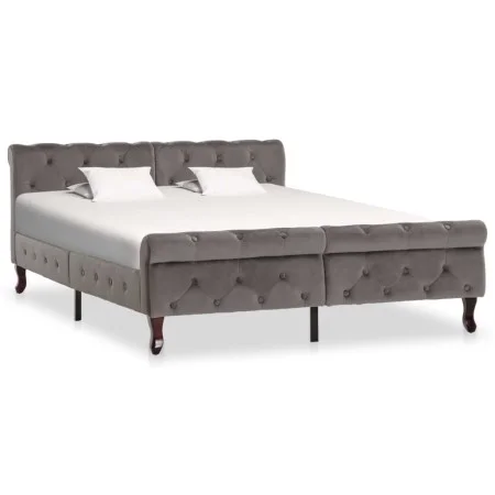 Estructura de cama de terciopelo gris 140x200 cm de vidaXL, Camas y somieres - Ref: Foro24-288560, Precio: 314,16 €, Descuent...