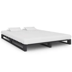 Pallet bed frame solid gray pine wood 140x200 cm by vidaXL, Beds and slatted bases - Ref: Foro24-285251, Price: 142,54 €, Dis...