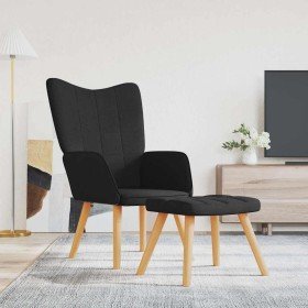 Sillón de relax con reposapiés tela negro Sillón de relax con reposapiés tela negro
