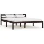 Dark brown solid pine wood bed frame 140x200 cm by vidaXL, Beds and slatted bases - Ref: Foro24-283205, Price: 130,24 €, Disc...