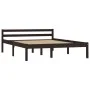 Dark brown solid pine wood bed frame 140x200 cm by vidaXL, Beds and slatted bases - Ref: Foro24-283205, Price: 130,24 €, Disc...