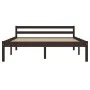 Dark brown solid pine wood bed frame 140x200 cm by vidaXL, Beds and slatted bases - Ref: Foro24-283205, Price: 130,24 €, Disc...