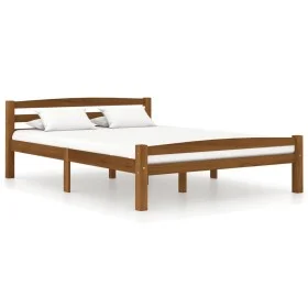 Solid pine wood bed frame honey brown 120x200 cm by vidaXL, Beds and slatted bases - Ref: Foro24-322077, Price: 113,03 €, Dis...