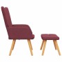 Sillón de relax con reposapiés tela rojo tinto