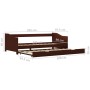 Estructura de sofá cama madera de pino marrón 90x200 cm de vidaXL, Camas y somieres - Ref: Foro24-283152, Precio: 188,89 €, D...