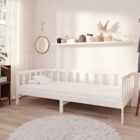 Sofá cama con colchón madera de pino maciza blanco 90x200 cm de vidaXL, Camas y somieres - Ref: Foro24-3083605, Precio: 217,5...