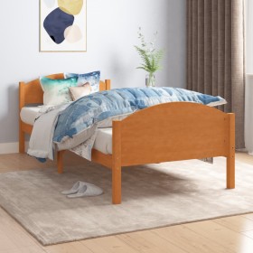 Estructura de cama madera maciza pino marrón miel 