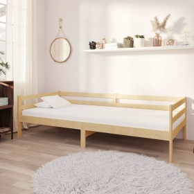 Sofá cama con colchón madera de pino maciza 90x200 cm