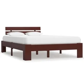 Dark brown solid pine wood bed frame 120x200 cm by vidaXL, Beds and slatted bases - Ref: Foro24-283174, Price: 114,97 €, Disc...
